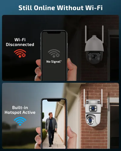 Miniatura 9 de OHWOAI Cámara de seguridad al aire libre inalámbrica de doble vista, cámaras de vigilancia 2.4G/5G WiFi PTZ con visión nocturna a