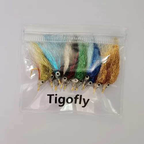 Miniatura 6 de Tigofly Juego de 12 señuelos de pesca con mosca de pececillo herido UV Polar Fry que se hunde lentamente, trucha de salmón, cabeza de acero, pesca