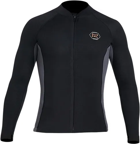 Traje de neopreno superior de 0.079 pulgadas, chaqueta de neopreno para hombres y mujeres, cremallera frontal, manga larga, traje de buceo para