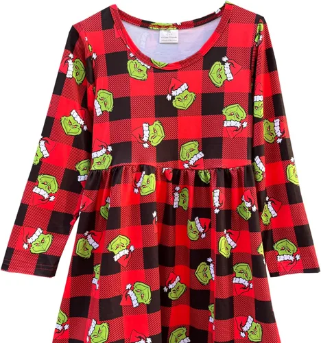 Miniatura 2 de Adorable Baby Girls Merry Christmas Dress, Fit for Toddler Girls, Crew Neck Collar, Flutter Sleeves, Knee Length