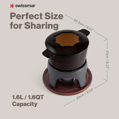Miniatura 5 de Swissmar Sierra - Juego de fondue de hierro fundido, 1.6 cuartos de galón / 1.6 litros, perfecto para fondues de carne, queso y chocolate, ideal