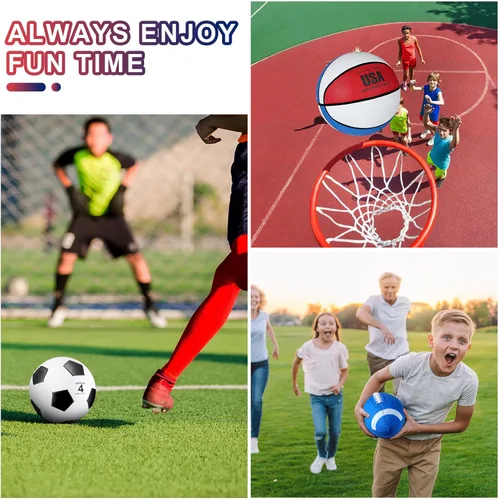 Miniatura 7 de Libima Juego de 3 pelotas deportivas para niños y adolescentes, incluye tamaño oficial, baloncesto, fútbol, fútbol con bomba y bolsa de transporte