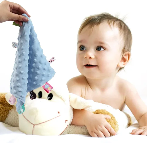 Miniatura 6 de CREVENT Manta de seguridad facial de animales de felpa suave para niños y niñas, gran regalo para cumpleaños, baby shower (perro azul + etiqueta)