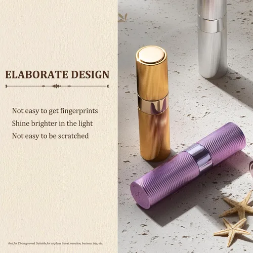 Miniatura 3 de LISAPACK Botella atomizadora de perfume de 0.3 fl oz, 1 pulverizador de colonia de viaje recargable, mini dispensador de perfume portátil vacío Rosa