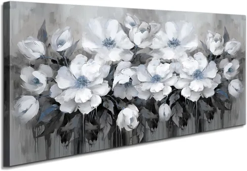 Miniatura 12 de Lienzo decorativo para pared, decoración de pared de baño, paisaje para sala de estar, dormitorio, oficina, decoración de pared de flores azules