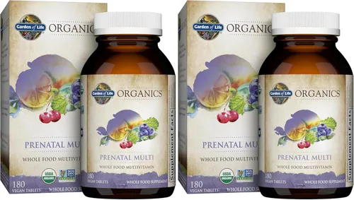 Garden of Life Organics Multivitamínico prenatal para mujer con vitamina D3, B6, B12, C y hierro, folato para energía y desarrollo fetal saludable,