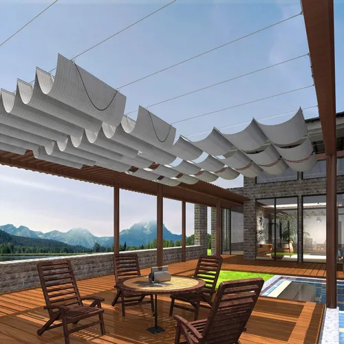 Patio Cubierta de Sombra Retráctil para Pérgola de 3 pies de ancho x 16 pies de largo, Repuesto de Toldo, Fundas de Tela para Pérgolas al Aire Libre