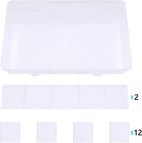 Miniatura 2 de Gospire Organizador de joyería Caja de almacenamiento de plástico transparente con 15 grandes rejillas con divisores extraíbles