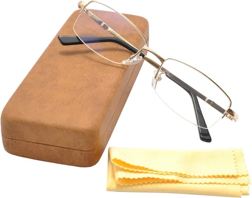 Miniatura 10 de Gafas de bloqueo de luz azul para computadora para hombres y mujeres, gafas de juego de computadora, marco metálico a medio armazón, lente