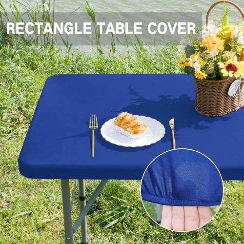 Miniatura 3 de Mantel de mesa rectangular de 4 pies con ajuste elástico, mantel de elastano elástico de 4 pies para mesa, mantel elástico de spandex para cocina