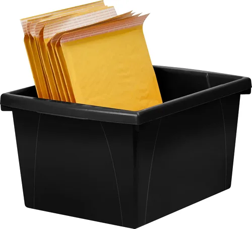 Miniatura 6 de Storex Contenedor de almacenamiento de 4 galones, organizador de plástico para libros y suministros, negro, paquete de 6 (61466C06C)