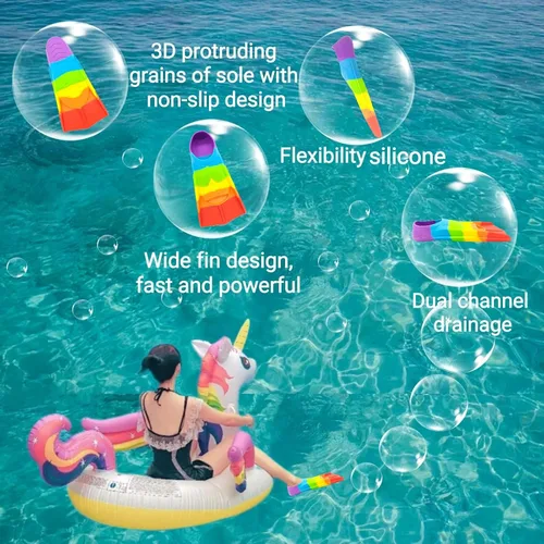 Miniatura 15 de Swimming Training Fins,Comfortable Silicone Flippers for Swimming and Diving,Size Suitable Kids Girls Boys Adult BG-Green Grassland