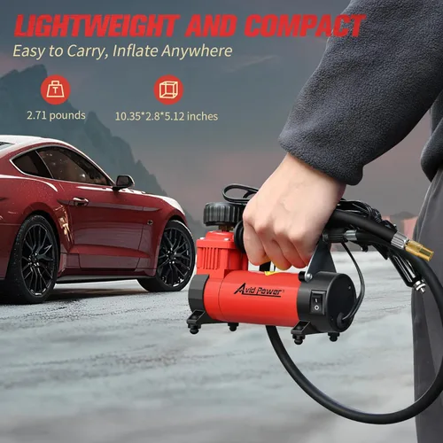 Miniatura 3 de AVID POWER 12V DC Tire Inflator Portable Air Compressor, Compact Air Pump w/Copper Motor, Easy Operation 12V Tire Pump w/Carrying Case & 3 Adapters