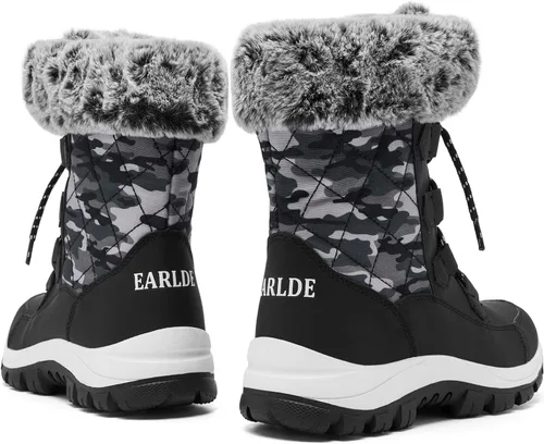 Miniatura 6 de EARLDE Womens Snow Boot With Waterproof Lace Up Mid-Calf Outdoor Winter Deep Tread Rubber Sole