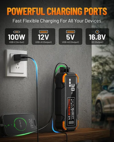 Miniatura 7 de NOVSIGHT Arrancador de batería de automóvil – Arrancador de batería portátil de 5000 A (12.0 L de gasolina/10.0 L diesel) caja de arranque de coche