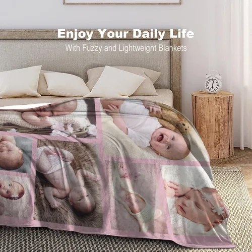 Miniatura 4 de Manta personalizada con collage de fotos, mantas de sofá suaves personalizadas, regalos para el Día de la Madre, familia, amigos, seres queridos