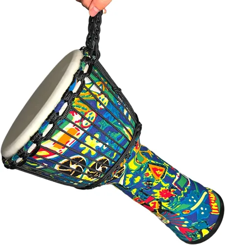 Miniatura 3 de Tambor Djembe Instrumentos Musicales de 10 pulgadas Tambores de mano, tambores africanos para adultos, regalos para músicos (limón)
