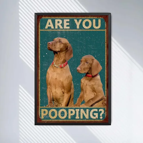 Miniatura 2 de LIUAXICIA Letreros divertidos de hojalata con texto en inglés "Dog are You Pooping", decoración de pared para baño, baño, decoración para amantes