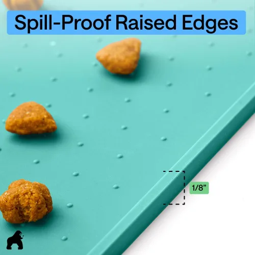 Miniatura 7 de Gorilla Grip - Tapete de 100% silicona impermeable con borde elevado, sin BPA, para alimentación de mascotas, contiene derrames, protege el piso
