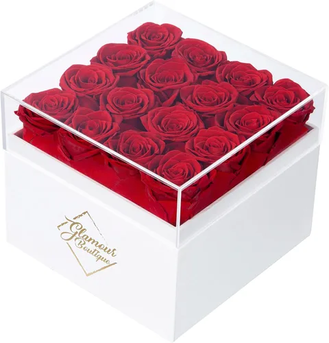 GLAMOUR BOUTIQUE Rosas preservadas en una caja, regalos para ella, esposa y mamá, decoración de flores de rosas para regalo de cumpleaños, ramo de