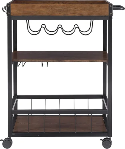 Miniatura 11 de Carrito de cocina portable Linon Austin., Madera, Negro