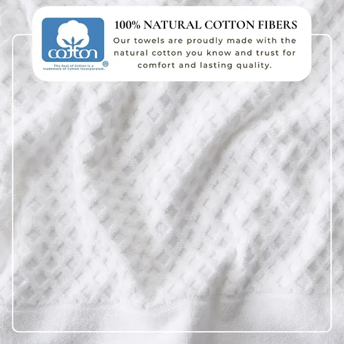 Miniatura 3 de Great Bay Home - Toallas de mano 100% algodón blanco, 6 toallas de baño suaves para manos, altamente absorbentes y de secado rápido, colección