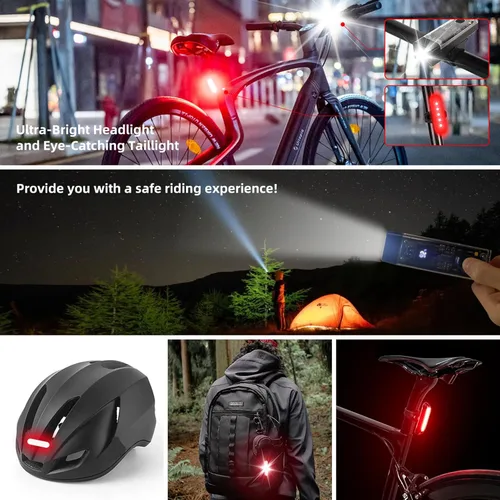 Miniatura 5 de Paquete de 2 luces de bicicleta delanteras y traseras, luces de bicicleta recargables USB-C delanteras y traseras para conducción nocturna, juego