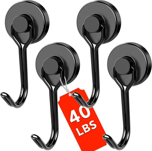 Miniatura 13 de DIYMAG - Ganchos magnéticos negros, imanes de 18 kg de alta resistencia, 2026, esenciales para cruceros, cabinas, con gancho de metal para colgar