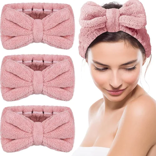 Miniatura 16 de Diadema de toalla de 3 piezas para mujer, diadema de maquillaje para lavar la cara, maquillaje de spa, diadema de microfibra con lazo para la ducha