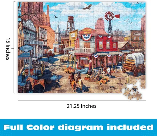 Miniatura 3 de Buffalo Games Old Western Town - Dominic Davison - Rompecabezas de 500 piezas para adultos - Desafiante arte occidental vintage con diagrama