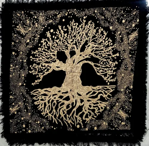 Miniatura 19 de CRAFT KALA Tela de altar planetas espirituales, estrellas rituales y galaxia, hermoso sistema solar, sistema solar, oro y plata, 24 x 24 pulgadas