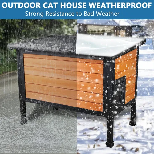 Miniatura 5 de FunXplore Casa para Gatos Exterior Aislada Refugio para Gatos Ferales Resistente a la Intemperie para Invierno con Puerta de Escape de Espuma