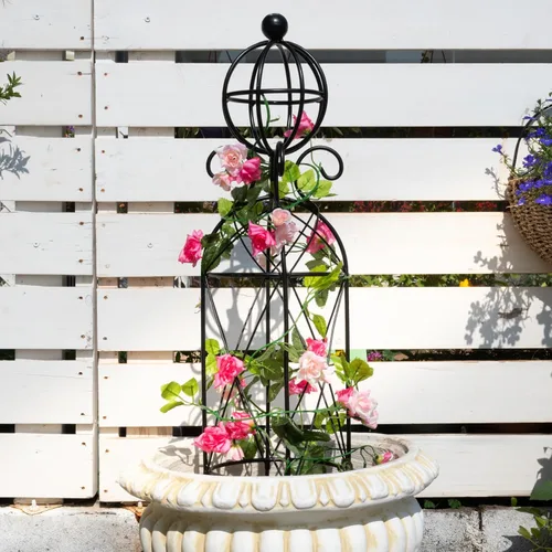 Enrejado de obelisco de jardín para plantas trepadoras, 27.1 x 7.8 pulgadas, diseño de metal duradero, a prueba de óxido, ideal para uso en