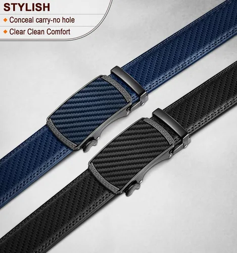 Miniatura 2 de BULLIANT Cinturones para Hombre Paquete de 2, Cinturón Deslizante de Trinquete Ajustable Para Regalo Hombres Vestido Casual 1 38", Corte para Ajustar