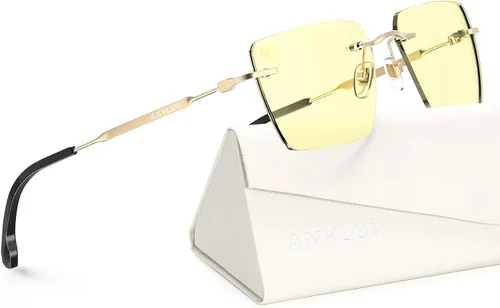 Miniatura 39 de ANYLUV Rimless Blue Light Glasses for Women/Men, Fashion Lightweight Blue Light Blocking Glasses with Stylish Metal Temples