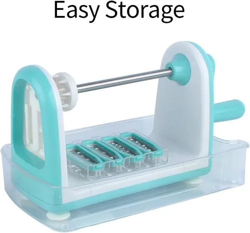 Miniatura 4 de Ourokhome Espiralizador de espaguetis para hacer fideos de calabacín, cortador de verduras de 5 cuchillas para fideos vegetales y chips rizados Azul