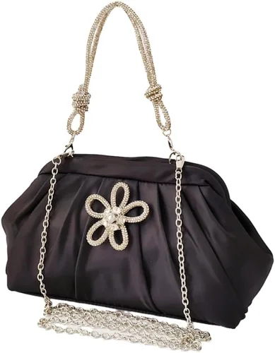 Miniatura 3 de UMREN Bolso de noche con diamantes de imitación de cristal para mujer, estilo vintage, plisado, de satén, formal