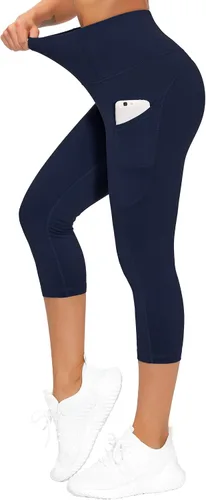 Miniatura 3 de The Gym People - Pantalones deportivos gruesos de tiro alto, con bolsillos y control de abdomen, leggings para entrenar, correr, hacer yoga