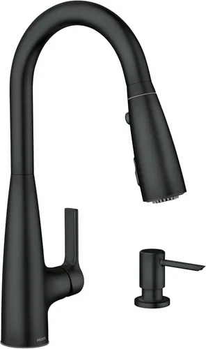 Miniatura 19 de Moen Haelyn - Grifo de cocina monocontrol con rociador extraíble cromado con potencia para una limpieza más rápida, dispensador de jabón incluido