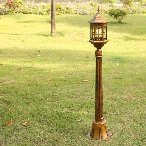 Miniatura 3 de Luces de poste al aire libre, IP23 impermeable lámpara de pie de metal vidrio pantalla césped luz villa paisaje comunidad jardín patio pasillo