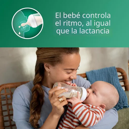 Miniatura 2 de Philips Avent SCY913/01 - Biberón de vidrio natural con pezón de respuesta natural (flujo medio, flujo 3), 8 onzas, SCY913/01