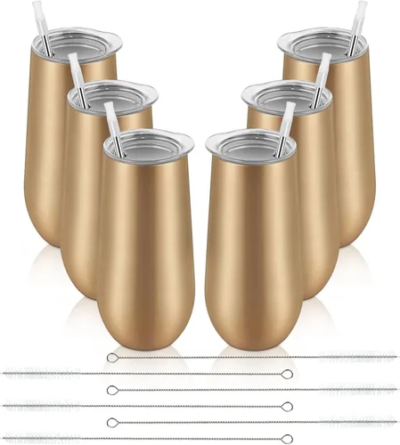 Miniatura 18 de Lifecapido Vasos de copa de champán sin tallo de 12 onzas, paquete de 12 vasos aislados de acero inoxidable para bodas, cumpleaños, Navidad (blanco)