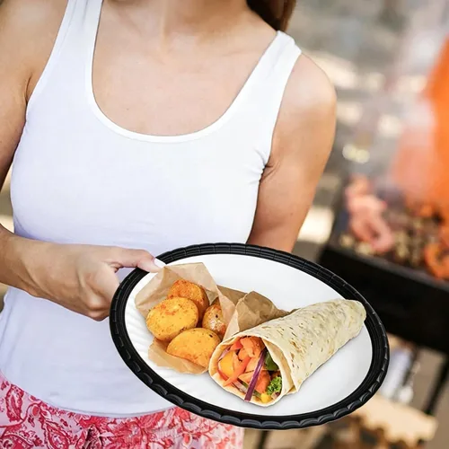 Miniatura 4 de AccEncyc 6 Pack Paper Plate Holder 9" Plastic Paper Plate Holders Reusable Plate Holders for Party BBQ Outdoor Cooking Picnic, Black