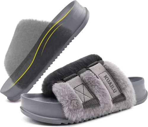Miniatura 21 de KuaiLu Pantuflas ortopédicas para mujer con soporte de arco, sandalias acolchadas suaves para mujer, sandalias de moda con punta abierta, de piel