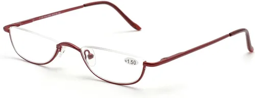 Miniatura 9 de ZUVGEES Gafas de lectura vintage de aleación semi sin montura para hombres y mujeres, medio marco, gafas delgadas con estuche elegante T0340