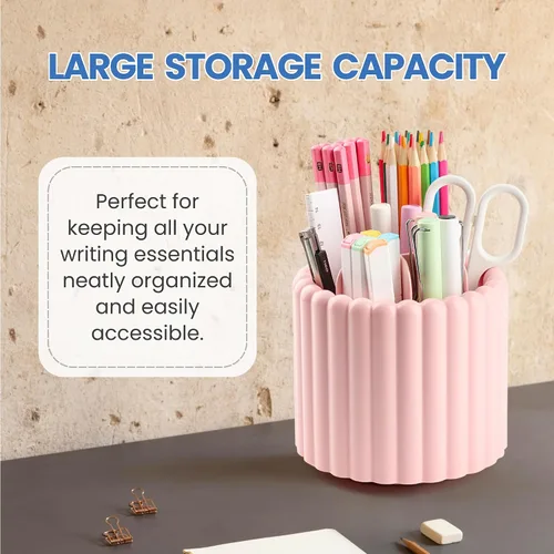 Miniatura 3 de Organizador de escritorio Sallurna, soporte giratorio de 360° para bolígrafos, portalápices con 7 compartimentos, caja de almacenamiento para niños
