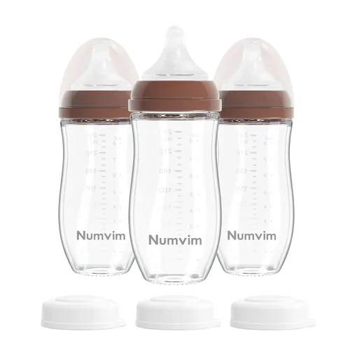 Botellas de Vidrio Natural para Bebés con Flujo Suave y Extra Lento, Botella de Lactancia para Recién Nacidos con Pezón Anticólico para Bebés de 0