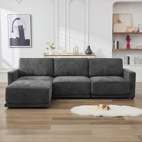 Miniatura 25 de Sofá modular en forma de U de 143.8 pulgadas, sofá de nube seccional de gran tamaño, sofás de asiento profundo de 6 plazas con 2 otomanas móviles