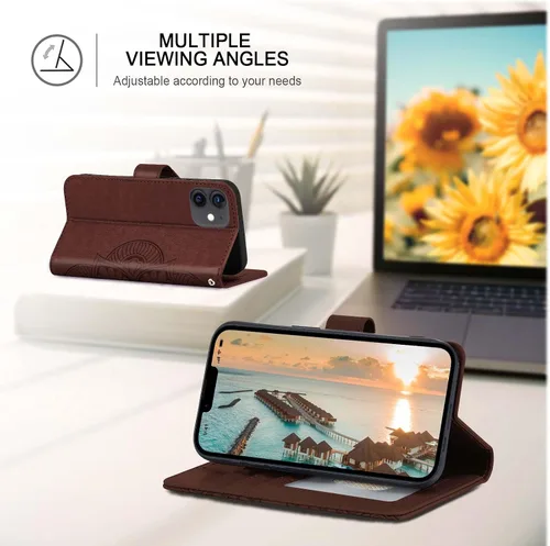 Miniatura 3 de Funda tipo cartera para iPhone 11, bloqueo RFID, soporte para 3 tarjetas con ranura para tarjetas de crédito, funda protectora magnética de piel