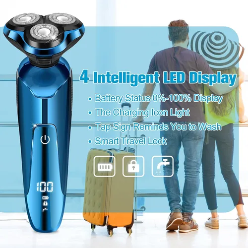 Miniatura 4 de Maquinilla de afeitar eléctrica para hombres, afeitadora 3 en 1 con cuchillas flotantes para pelo de nariz y patillas, cuchillas de repuesto